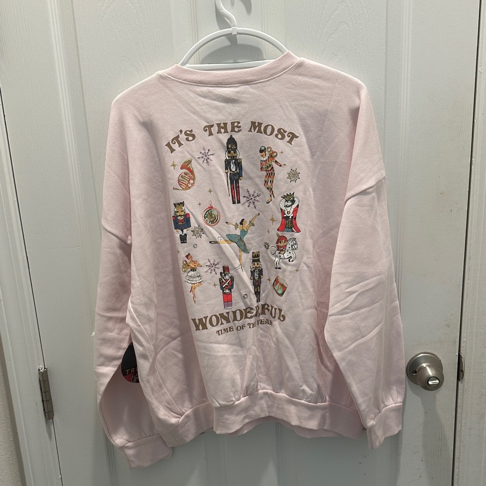 Truself Women's Pink Holiday Graphic Sweater